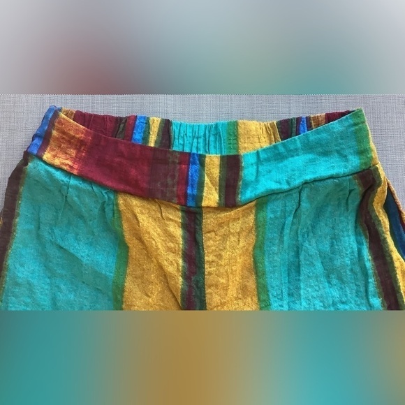 XS cider wide leg lined boho pants striped bold multicolor fun lightweight - Picture 3 of 6